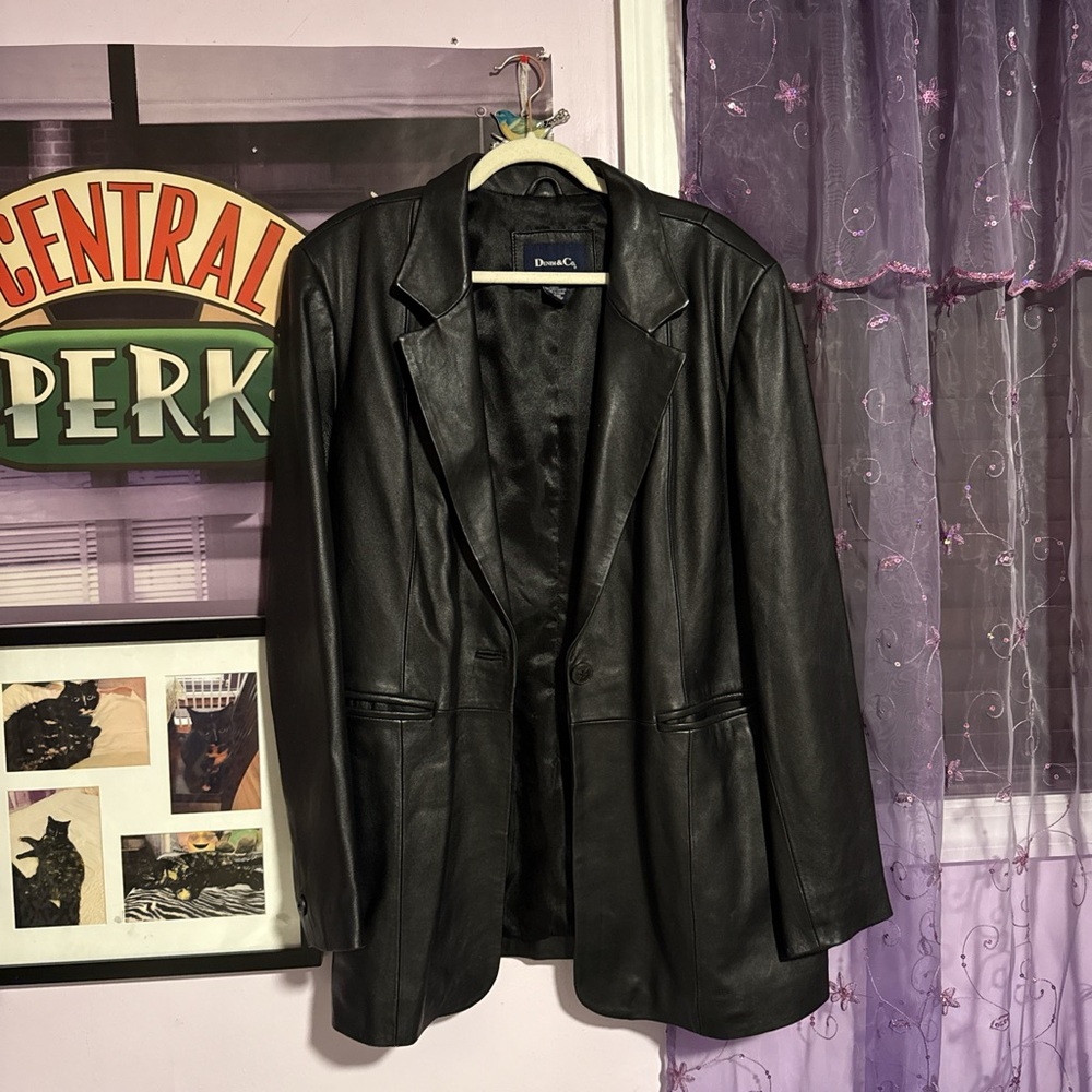 denim&co leather blazer